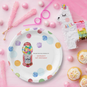 Retro Gumball Machine Kids Birthday Party Paper Plate