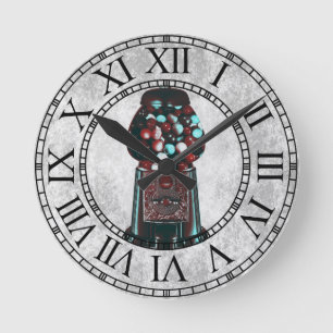 Retro Gumball Machine Round Clock