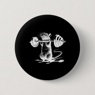 Retro Gym Rat Fitness Bodybuilding Workout Weight  6 Cm Round Badge