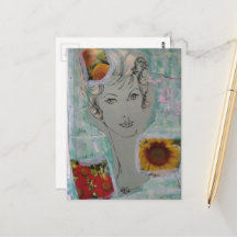 Retro Hair Style Woman and Flowers Collage