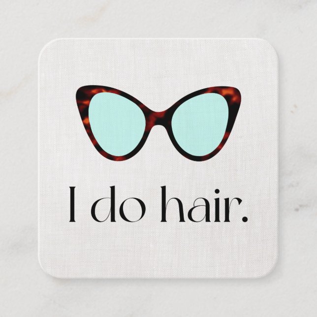 Retro Hair Stylist 60's  Sunglasses Square Business Card (Front)