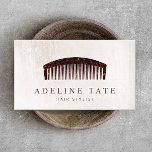 Retro Hair Stylist Tortoiseshell Comb Business Card