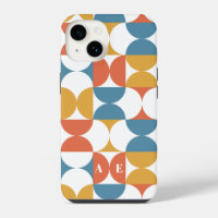 Retro half circle scallop bold blue orange yellow