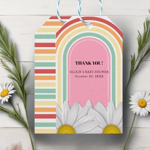Retro Half Daisy Baby Shower Gift Tags