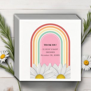 Retro Half Daisy Baby Shower Napkin