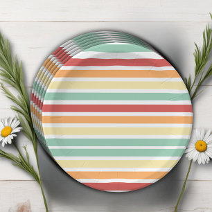 Retro Half Daisy Baby Shower Paper Plate