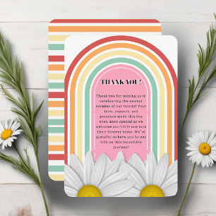 Retro Half Daisy Baby Shower Thank You Card