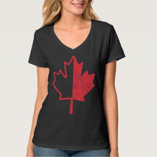 Retro Half Maple Leaf Canada Day Proud Canadian Fl T-Shirt
