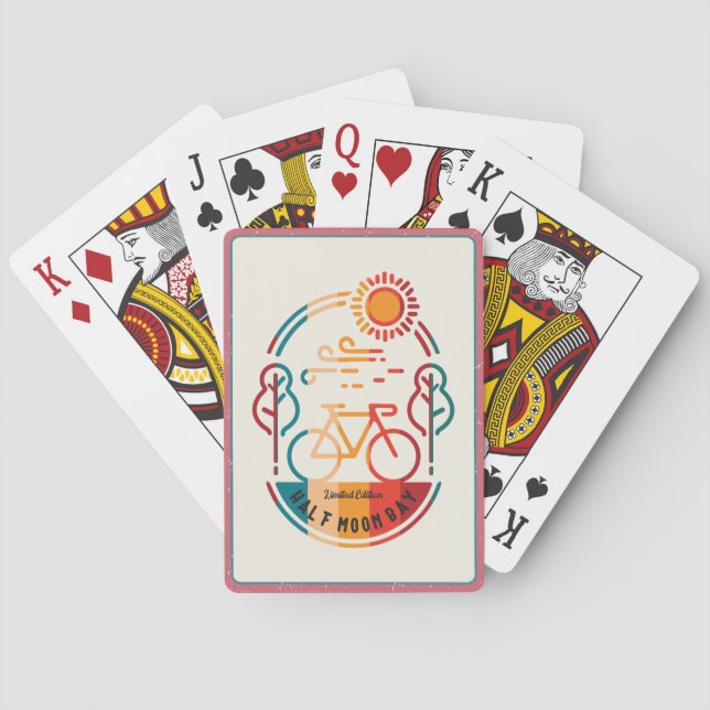 Retro Half Moon Bay Bike Trail  Playing Cards (Back)