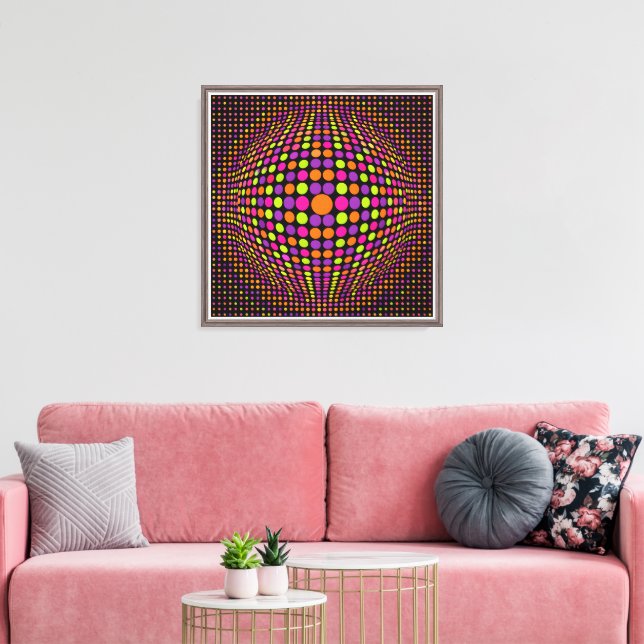 Retro Halftone Dot Sphere Canvas Print (Insitu(LivingRoom))