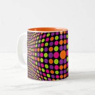 Retro Halftone Dot Sphere Two-Tone Coffee Mug