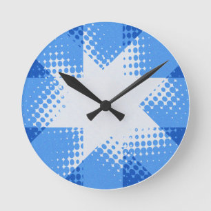 Retro halftone star clock