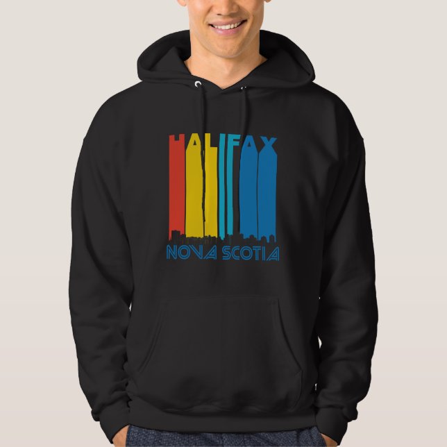 Retro Halifax Nova Scotia Canada Skyline Hoodie (Front)