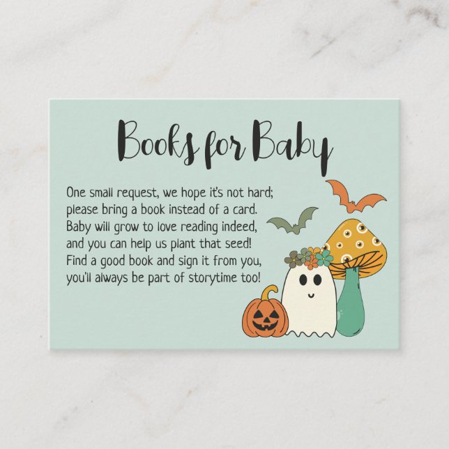 Retro Halloween Baby Shower Book Request Enclosure Card (Front)