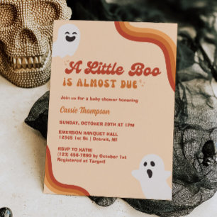 Retro Halloween Baby Shower Invitation with Ghosts