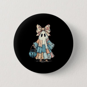 Retro Halloween Blue Denim Ghost 6 Cm Round Badge