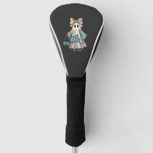 Retro Halloween Blue Denim Ghost Golf Head Cover