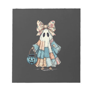 Retro Halloween Blue Denim Ghost Notepad
