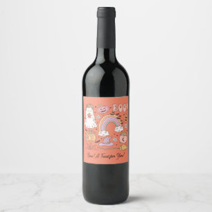 Retro Halloween Boo! A Treat for You! Wine Label