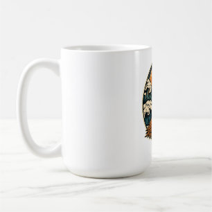 Retro Halloween Cat Flying Over Ocean Waves Coffee Mug