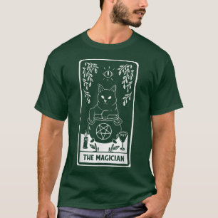 Retro Halloween Cat Witch The Magician Tarot Card T-Shirt