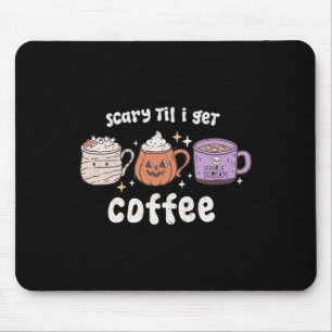 Retro Halloween Coffee Scary Til I Get Coffee Spoo Mouse Pad