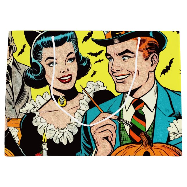 Retro Halloween Comics Large Gift Bag (Front)
