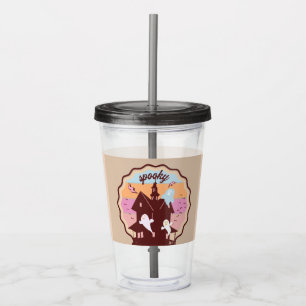 Retro Halloween Costume Spooky Haunted House Ghost Acrylic Tumbler