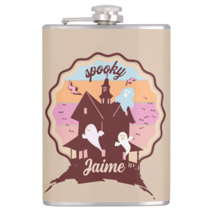Retro Halloween Costume Spooky Haunted House Ghost Hip Flask