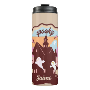 Retro Halloween Costume Spooky Haunted House Ghost Thermal Tumbler