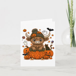 Retro Halloween Cow Ghost Pumpkin Spooky Season Card