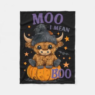 Retro Halloween Cow Moo I Mean Boo Funny Fall 1 Fleece Blanket