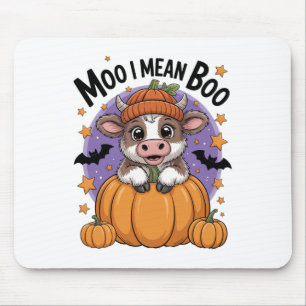 Retro Halloween Cow Moo I Mean Boo Funny Fall Mouse Pad