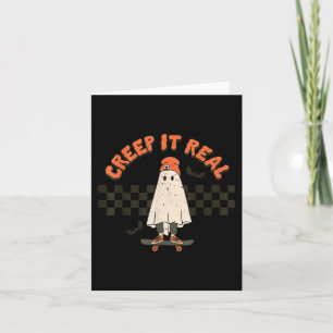 Retro Halloween Creep it real Ghost Boy Fall Seaso Card