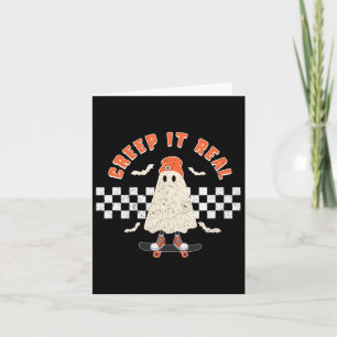 Retro Halloween Creep It Real Ghost Boy Fall Seaso Card