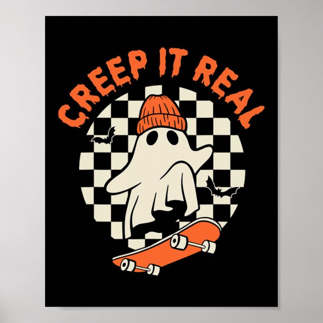 Retro Halloween Creep It Real Ghost Boy Fall Seaso Poster (Front)