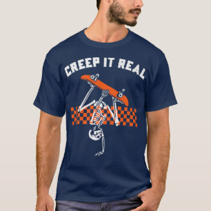 Retro Halloween Creep it Real Vintage Skeleton Gho T-Shirt
