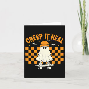 Retro Halloween Cute Ghost Halloween Creep It Real Card