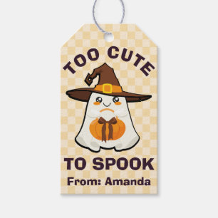Retro Halloween Cute Ghost Too Cute To Spook Gift Tags