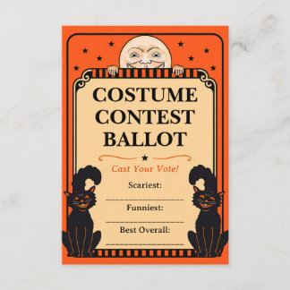 Retro Halloween Decor Style Costume Ballot Card