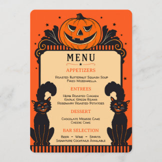 Retro Halloween Decor Style Wedding Menu
