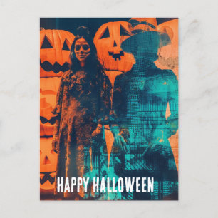 Retro Halloween Double Exposure Postcard