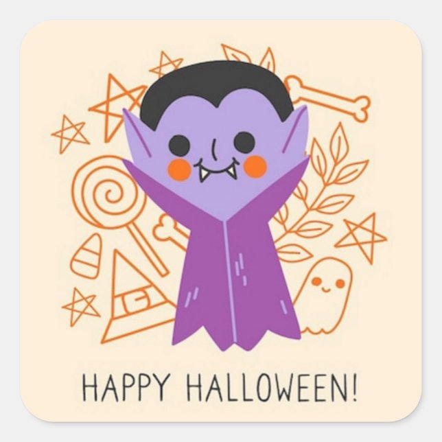 Retro Halloween Dracula Spooky  Square Sticker (Front)