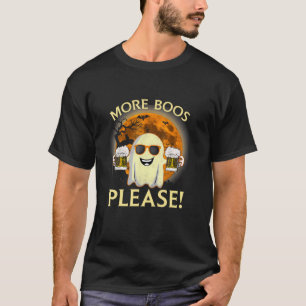 Retro Halloween Drinking Beer Ghost More Boos Plea T-Shirt