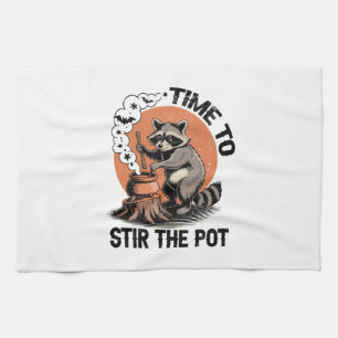 Retro Halloween Feral Time to Stir The Pot Tea Towel