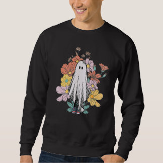 Retro Halloween Floral Ghost Spooky Season Hallowe Sweatshirt