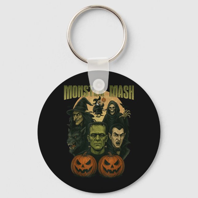 Retro Halloween Funny Monster Classic Spooky Key Ring (Front)