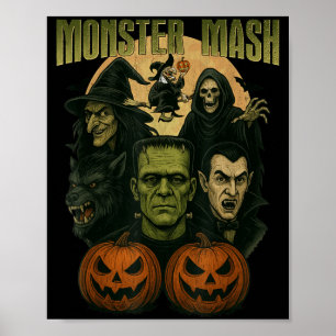 Retro Halloween Funny Monster Classic Spooky Poster