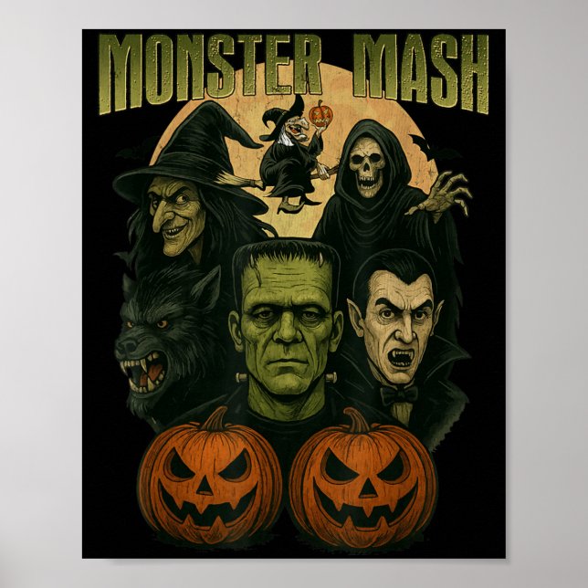 Retro Halloween Funny Monster Classic Spooky Poster (Front)