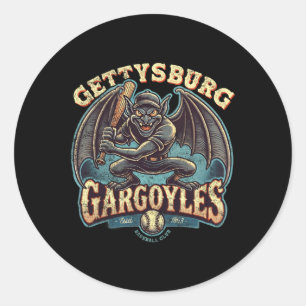 Retro Halloween Gettsyburg Gargoyles Minor League Classic Round Sticker